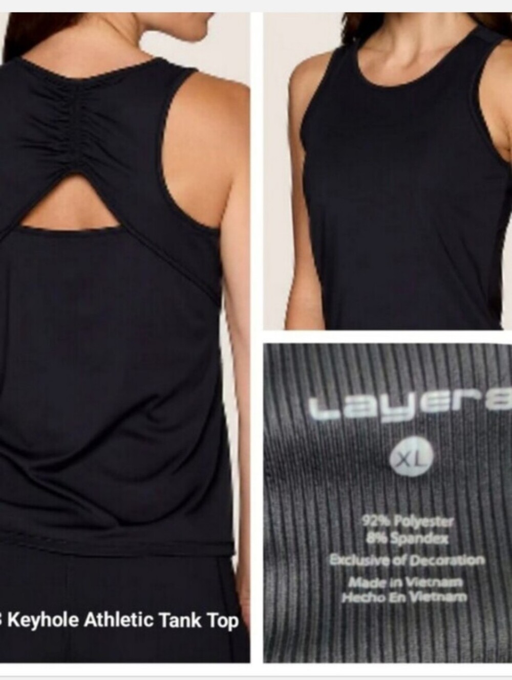 Layer 8 Black Keyhole Athletic Tank Top Athleisure XL Activewear